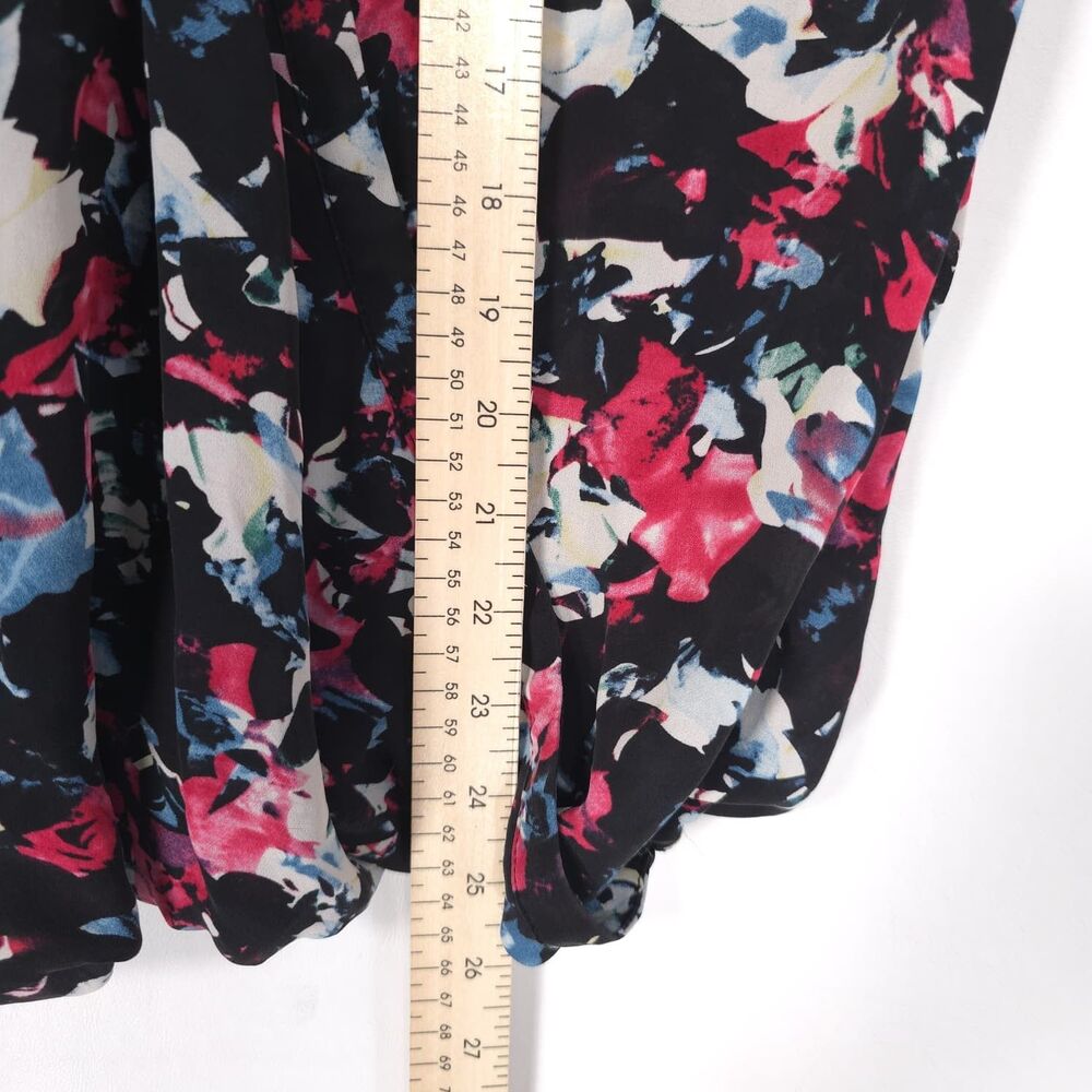 PARKER Women's Top Blouse MEDIUM Floral Multicolor Keyhole V Neck P5H1449GEP - Picture 5 of 10